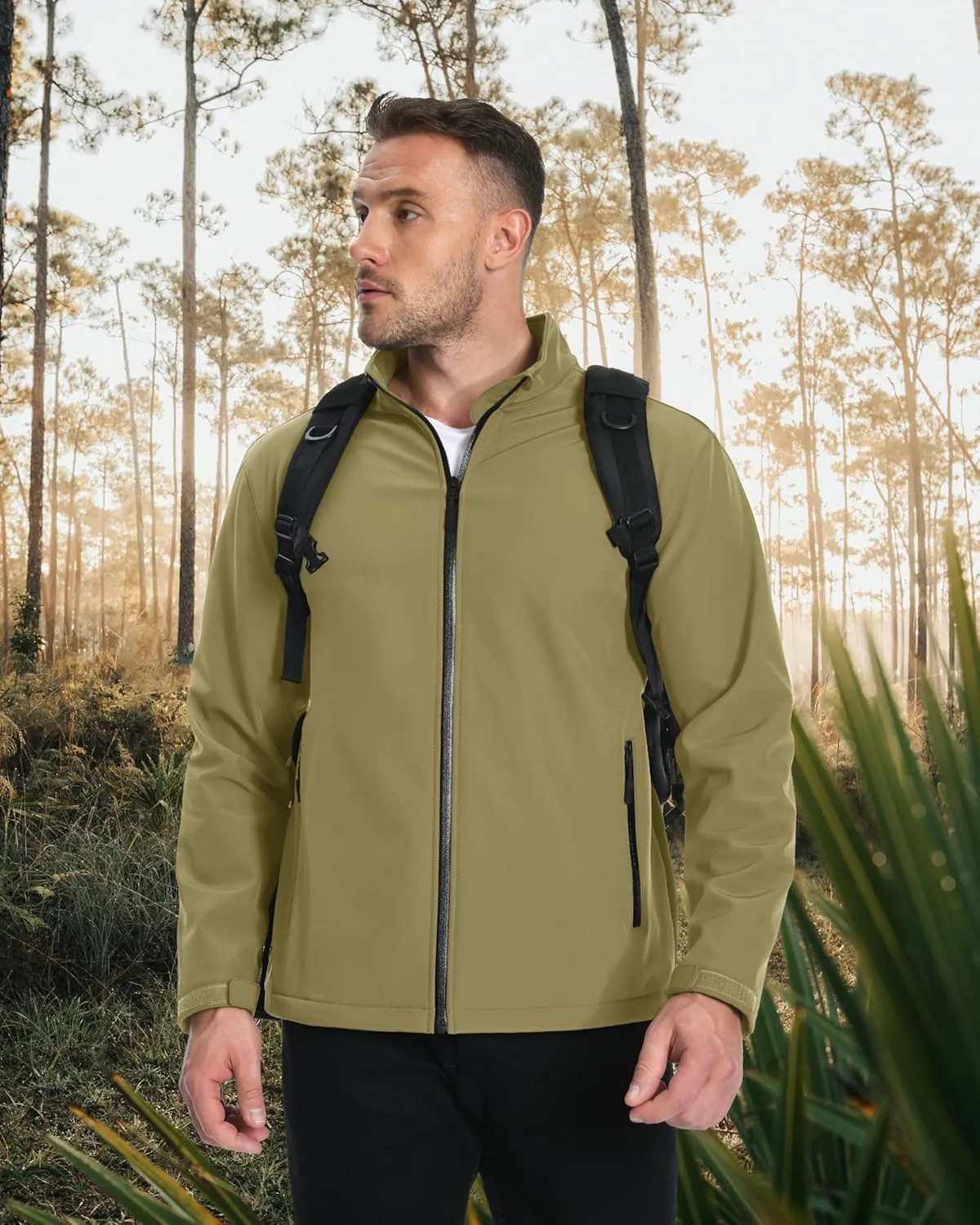 MAGCOMSEN Men's Fleece Lined Softshell Jacket Waterproof Windbreaker Rain Jacket for Tactical Hiking