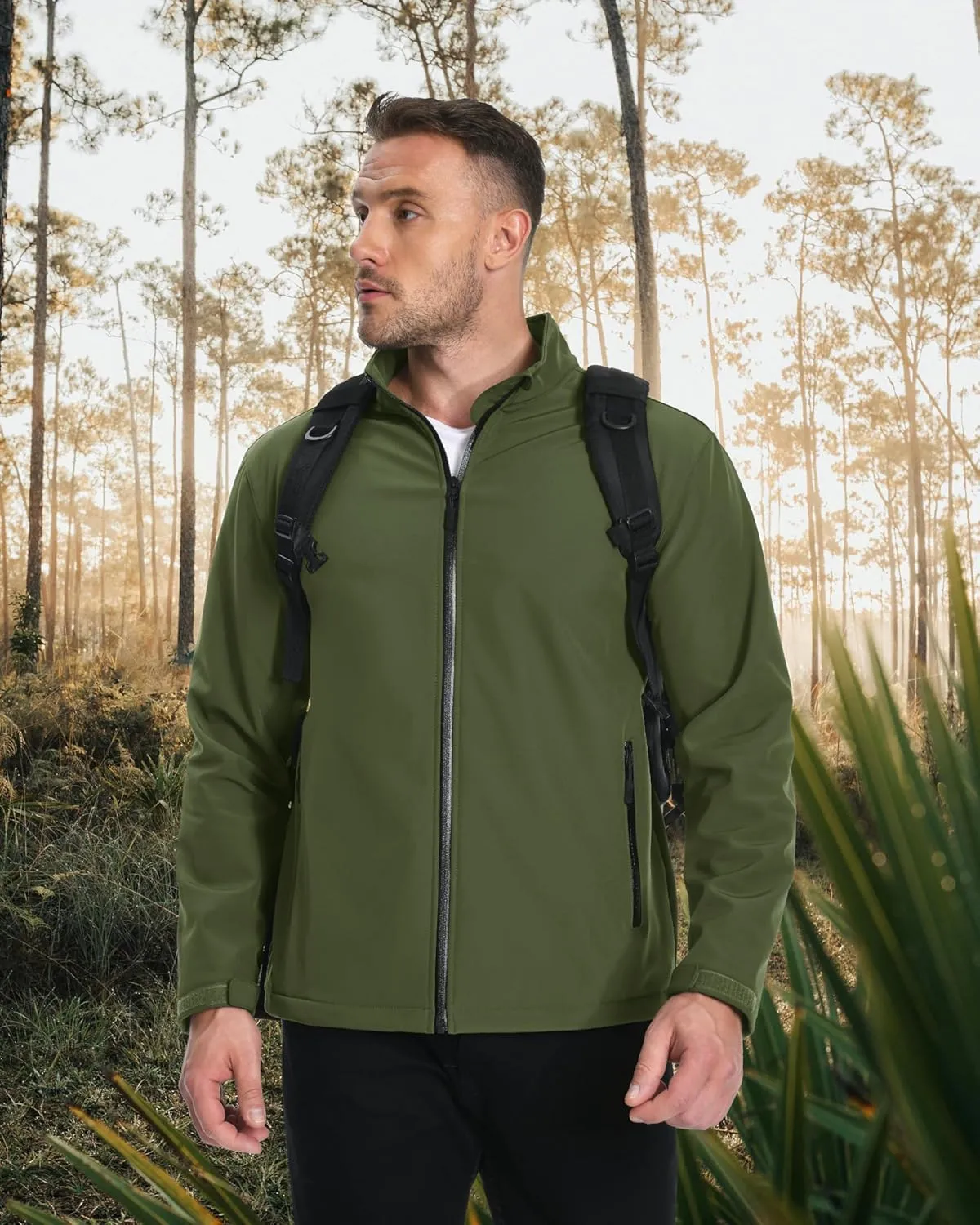 MAGCOMSEN Men's Fleece Lined Softshell Jacket Waterproof Windbreaker Rain Jacket for Tactical Hiking