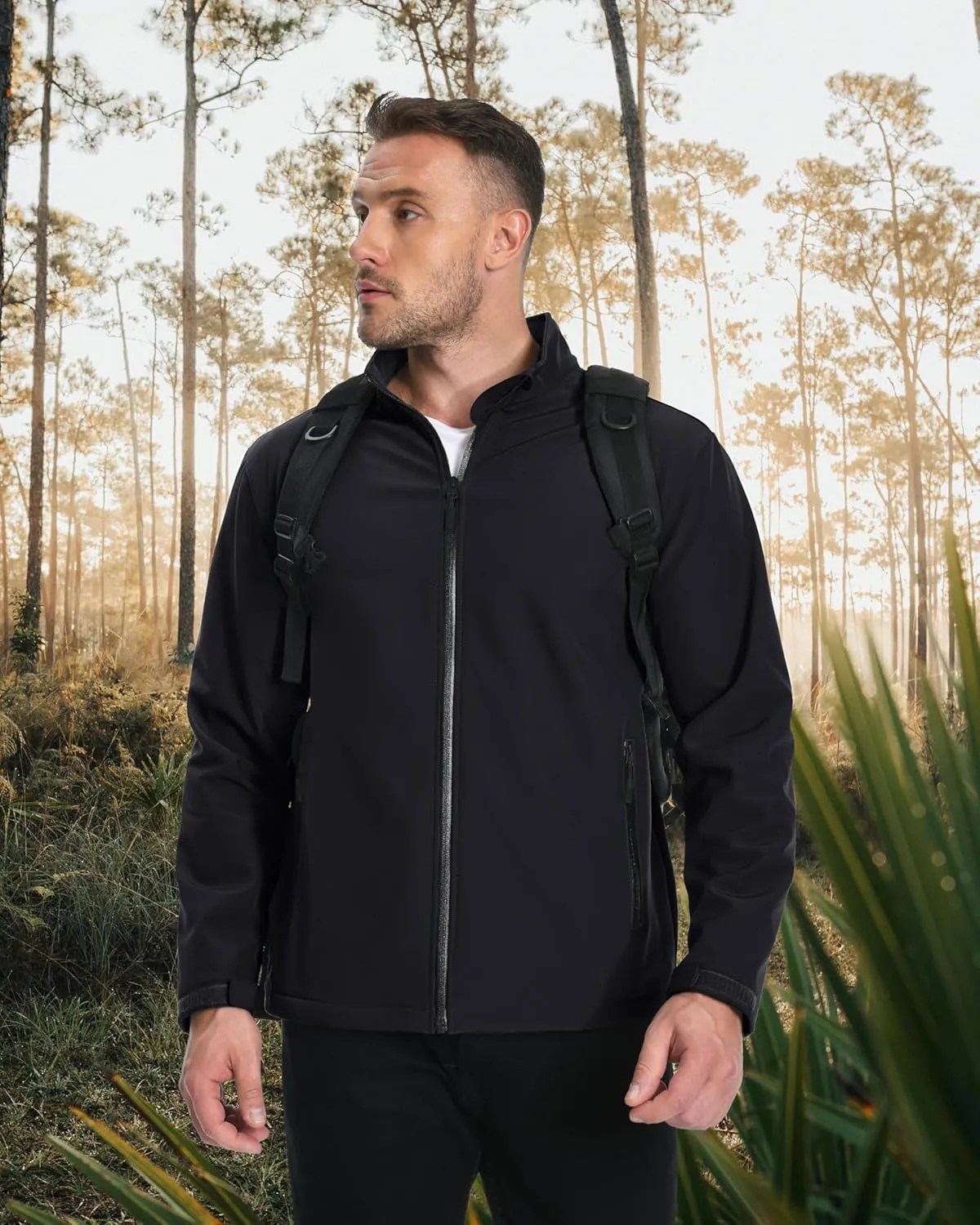 MAGCOMSEN Men's Fleece Lined Softshell Jacket Waterproof Windbreaker Rain Jacket for Tactical Hiking
