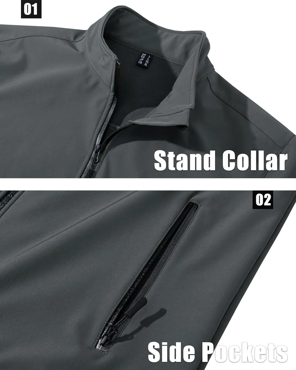 MAGCOMSEN Men's Fleece Lined Softshell Jacket Waterproof Windbreaker Rain Jacket for Tactical Hiking