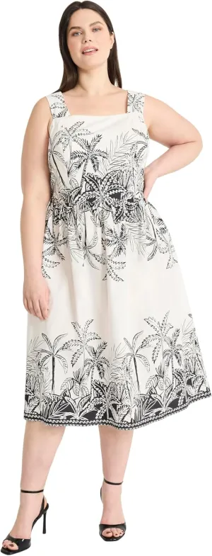 Maggy London Women's Elegant Square Neck A-line Midi Pockets-Casual Summer Wedding Guest Vacation Dress