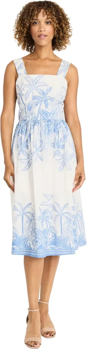 Maggy London Women's Elegant Square Neck A-line Midi Pockets-Casual Summer Wedding Guest Vacation Dress