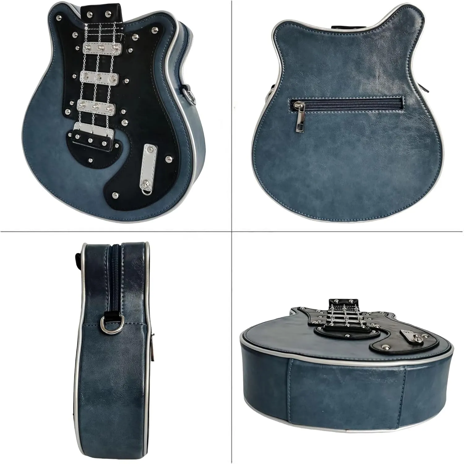 Men and Women Music Guitar Shaped Crossbody Shoulder Bag PU Leather Unique Novelty Guitar Purse