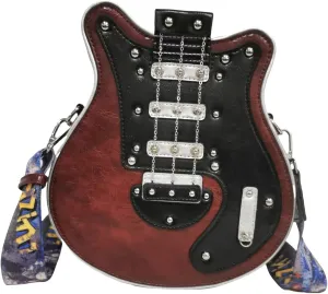 Men and Women Music Guitar Shaped Crossbody Shoulder Bag PU Leather Unique Novelty Guitar Purse