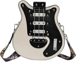 Men and Women Music Guitar Shaped Crossbody Shoulder Bag PU Leather Unique Novelty Guitar Purse