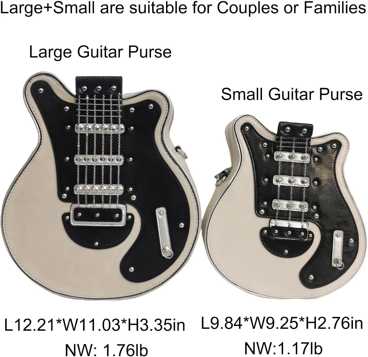 Men and Women Music Guitar Shaped Crossbody Shoulder Bag PU Leather Unique Novelty Guitar Purse