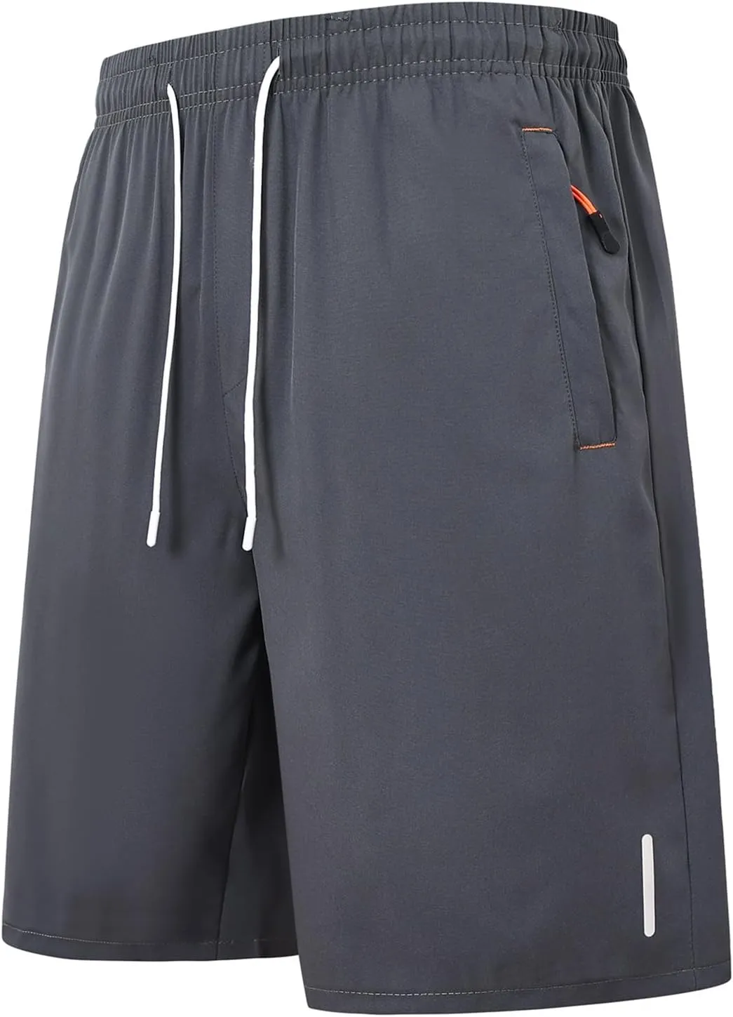 Men's Athletic Hiking Shorts Quick-Dry Waterproof Drawstring Short Reflective Stripe Ice Silk Pant with Zipper Pocket