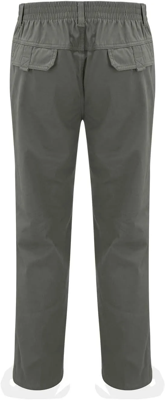 Mens Casual Cargo Pants Loose Fit Open Bottom Outdoor Hiking Pants for Men Elastic Waist Straight Leg Work Trousers
