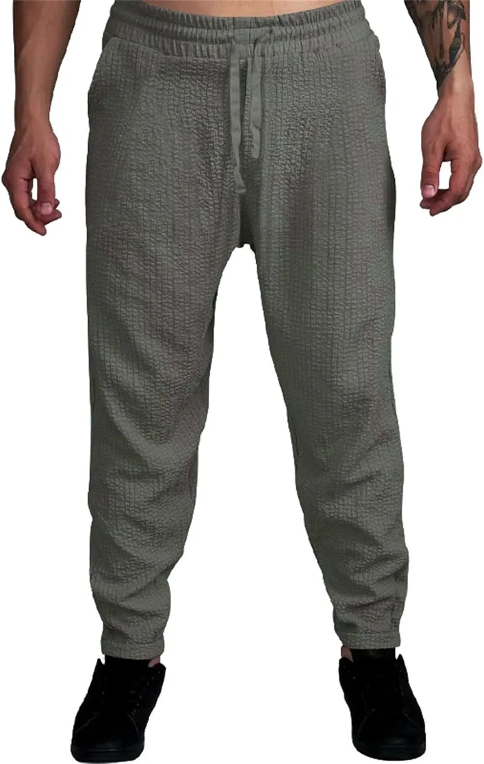 Men's Fleece Cargo Sweatpants Straight Leg Button Fly Joggers Sweatpants Loose Fit Tech Athletic Workout Gym Pants