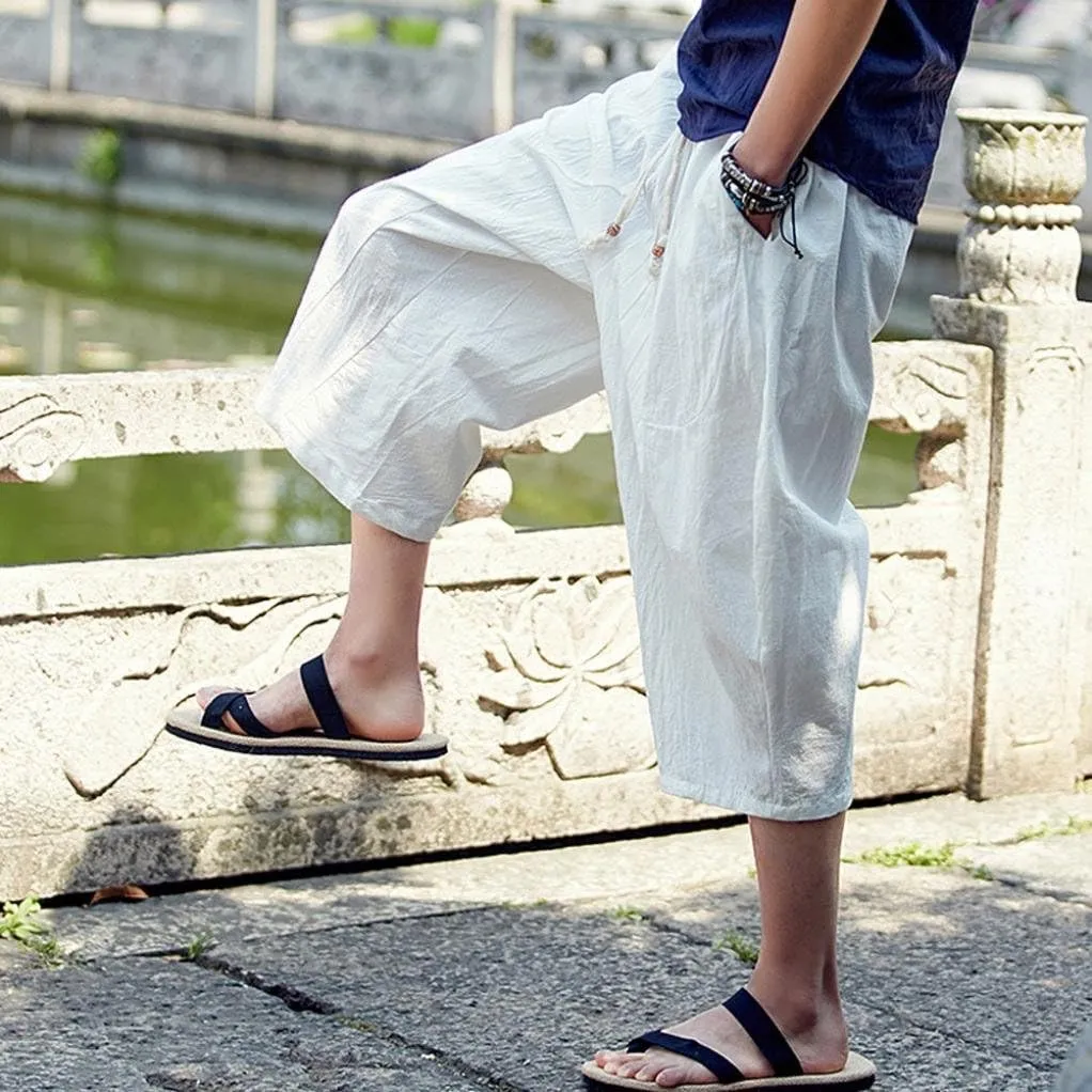 Mens Harem Pants Clearance,Casual Fashion Loose Soft Slim Fit Outdoors Sports Baggy Cropped Trousers
