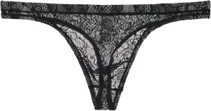 Men's Lace Frilly Thong Panties Sheer Mesh Boxer Briefs Semi Sheer T-back G-string Underwear Lingerie for Men Black