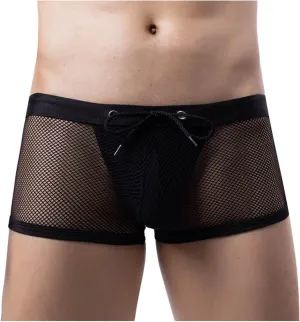 Men's Mesh See Through Boxers Sexy Silk Underwear Sheer boxer trunk Breathable Erotic Briefs Men's Sleepwear Thongs