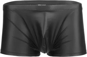 Men's Sexy Faux Leather Underwear Lingerie for Men Soft Low Rise Shorts Pants Boxer Briefs