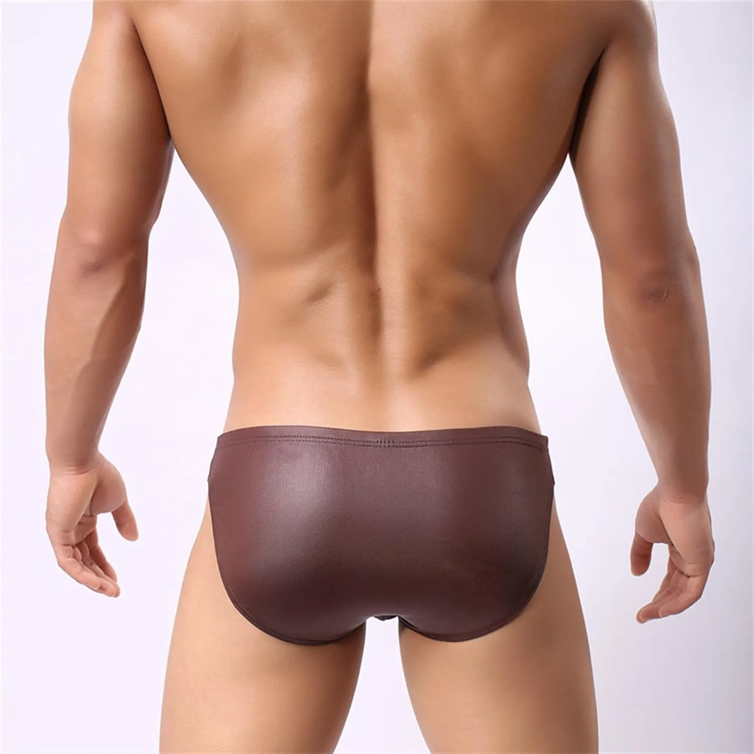 Men's Sexy Leather G-String Underwear Butt Lift Bulge Pouch Bikini Briefs G-String Low Rise Thong