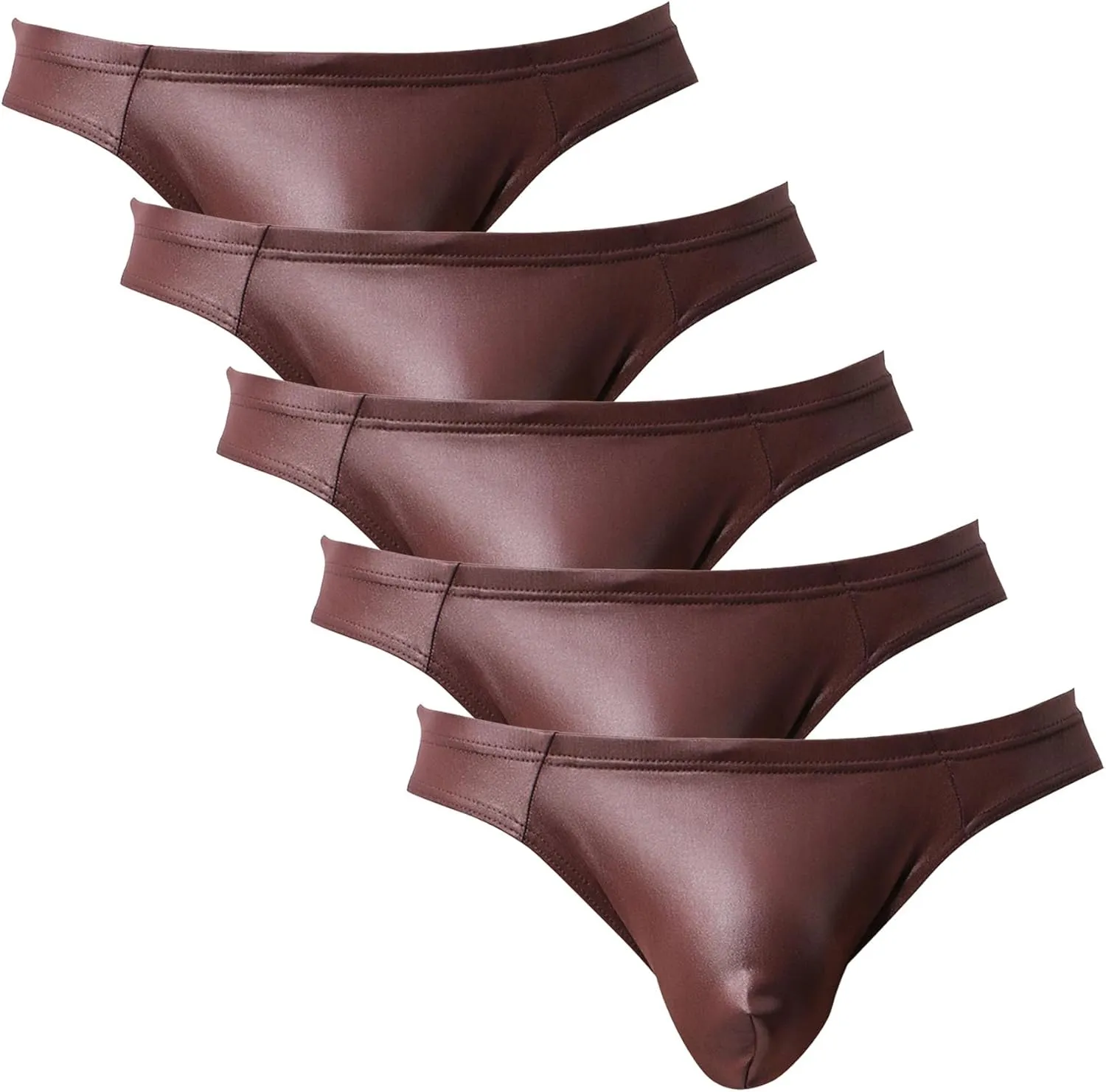 Men's Sexy Leather G-String Underwear Butt Lift Bulge Pouch Bikini Briefs G-String Low Rise Thong
