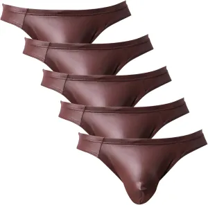 Men's Sexy Leather G-String Underwear Butt Lift Bulge Pouch Bikini Briefs G-String Low Rise Thong
