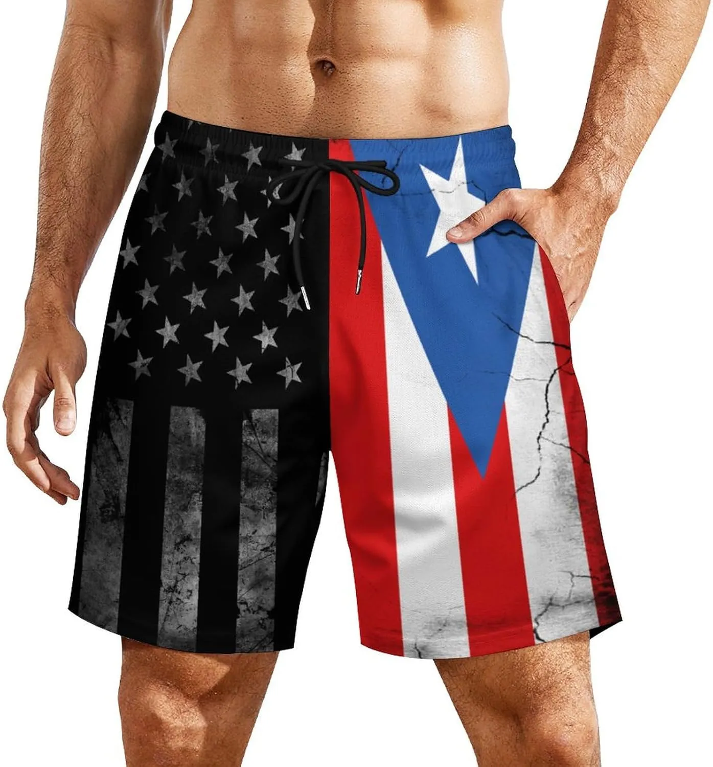 Mens Swim Trunks with Compression Liner 9 Inch Inseam Quick Dry Board Shorts