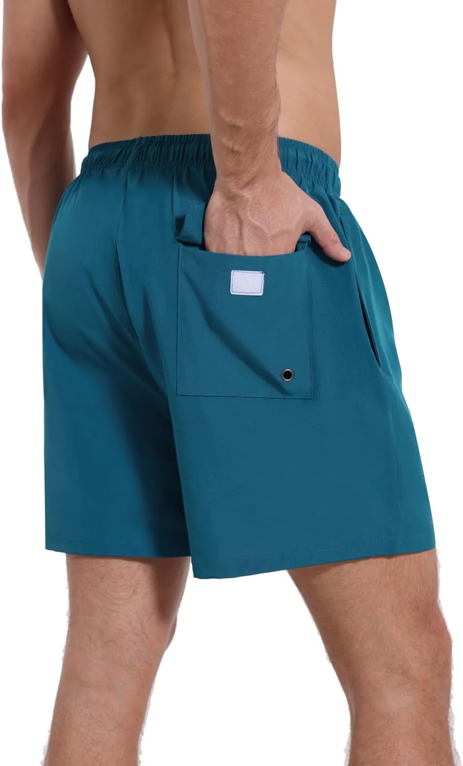 Mens Swim Trunks with Compression Liner Quick Dry Beach Shorts with Zipper Pockets