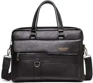 Men's Tote Briefcase File Bag Leather Travel Bag File Cross-body Backpack