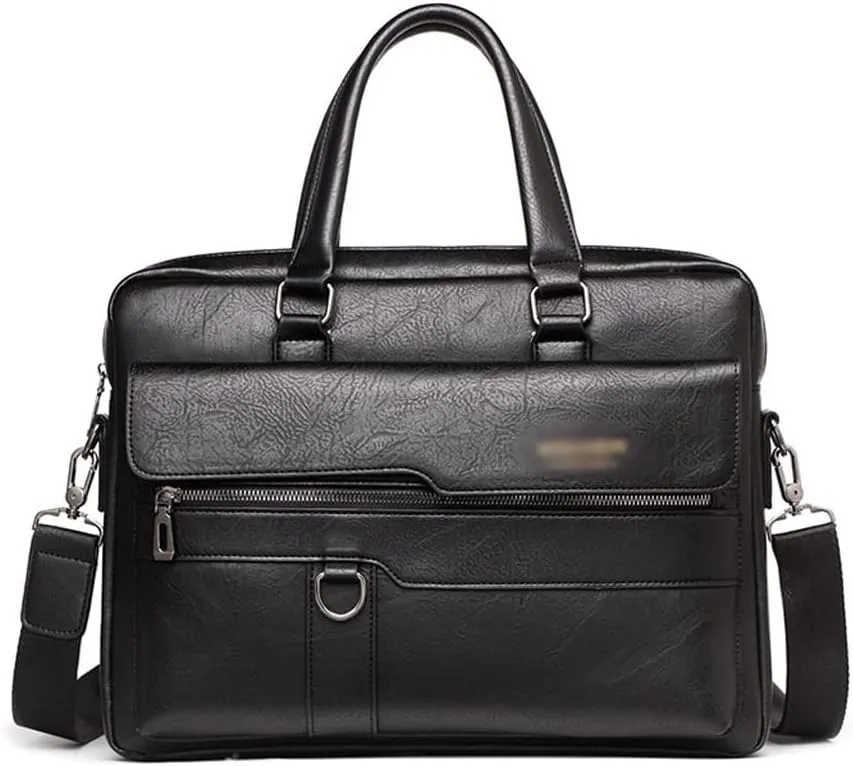 Men's Tote Briefcase File Bag Leather Travel Bag File Cross-body Backpack