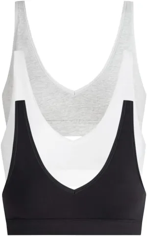 MeUndies Stretch Cotton V-Neck Bra for Women No Underwire - Amazon Exclusive Fabric - 3 Pack