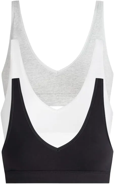 MeUndies Stretch Cotton V-Neck Bra for Women No Underwire - Amazon Exclusive Fabric - 3 Pack