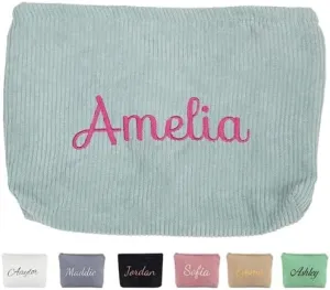 Personalized Cosmetic Bag Bag w/Embroidery Name, Cute Custom Makeup Bags for Women Girls Bridesmaid Travel Makeup Bag, Aesthetic Toiletry Bag Organizer Storage Pouch, Wedding Gifts,Teacher