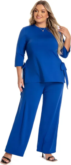 Plus Size 2 Piece Outfits for Women, Casual Tracksuits, Half Sleeve Lounge Sets, Elegant Wide Leg Pant Sets