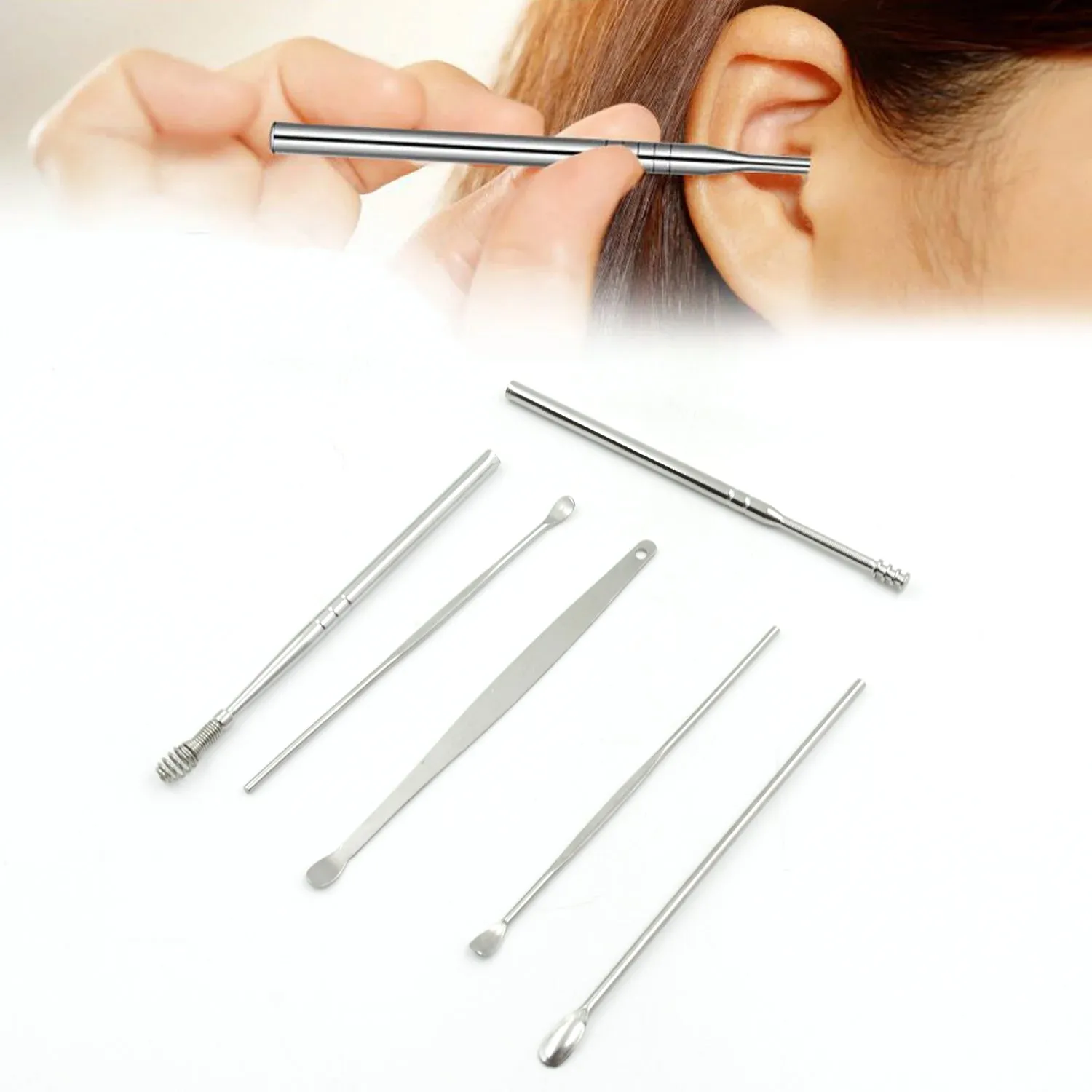 Portable Ear Cleansing Tool Set with 6 Pieces for On-the-Go