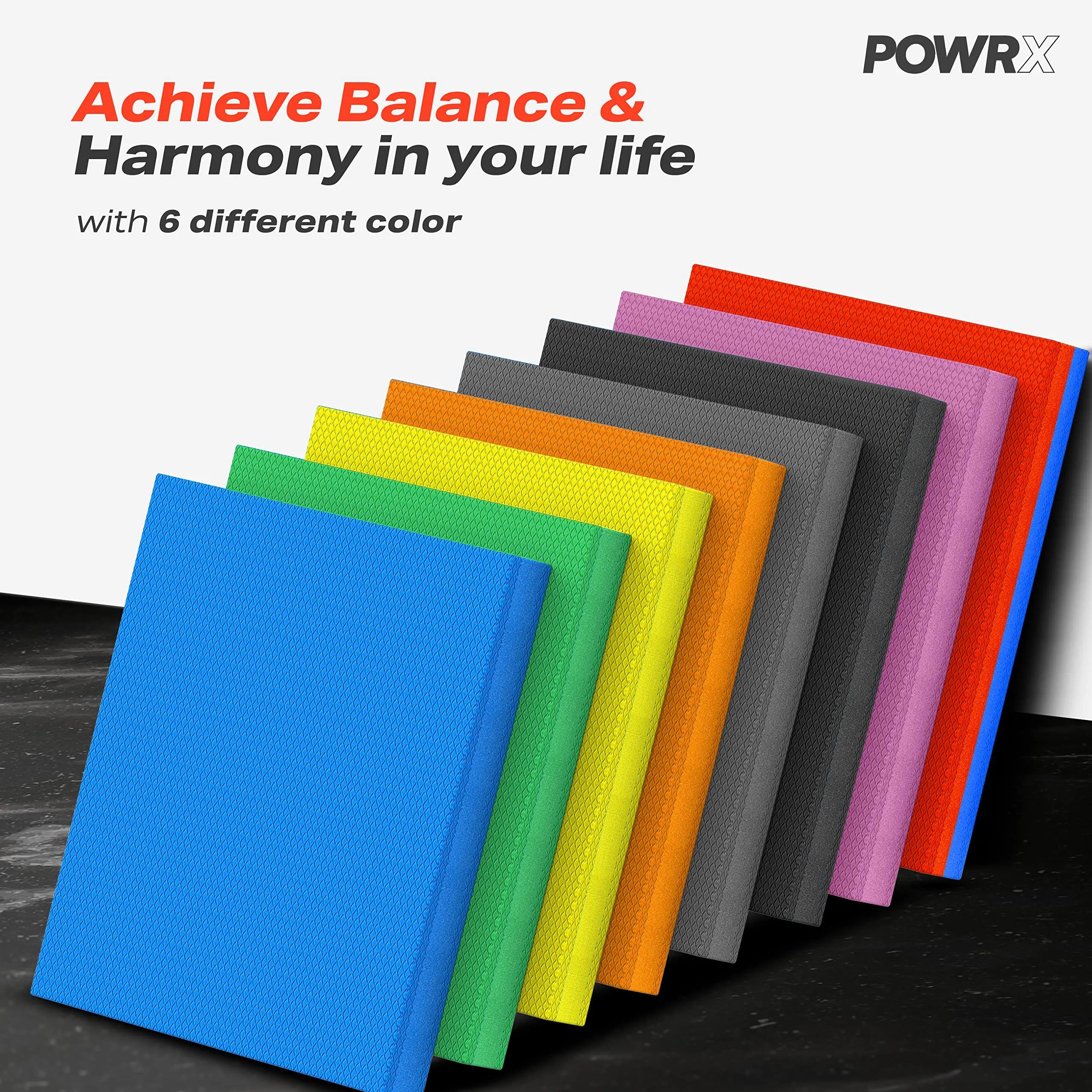 POWRX Foam Balance Pad for Stability Training, Yoga, and Physical Therapy | Non-Slip Foam