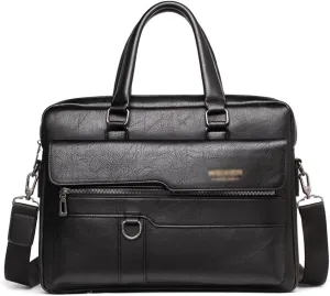 PTEXTU Men's Briefcase Leather Shoulder Messenger Bag Office Tote Laptop Bag