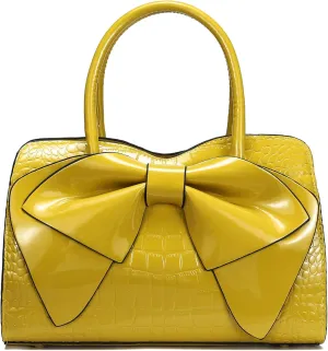 Purses for Women Fashion Handbag Ladies Satchel Bags PU Leather Top Handle Shoulder Purse with Bow