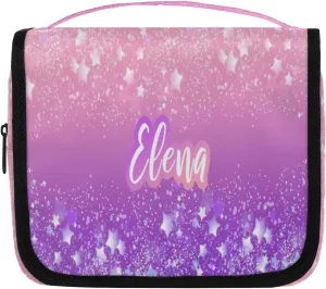 QsirBC Personalized Hanging Toiletry Bag Customized Portable Cosmetic Bag with Name Suitable for Women Men Bathroom Camping Shampoo Toiletries Sequins
