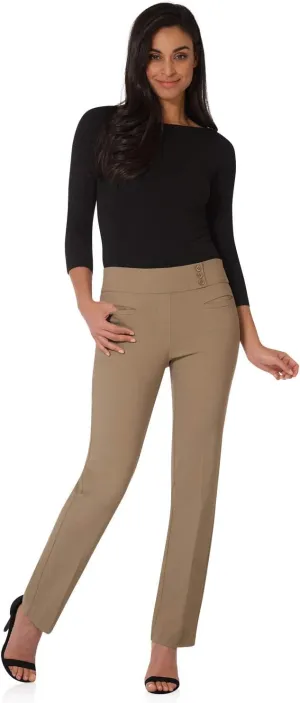 Rekucci Women's Ease Into Comfort Pull-On Straight Pant with Pockets