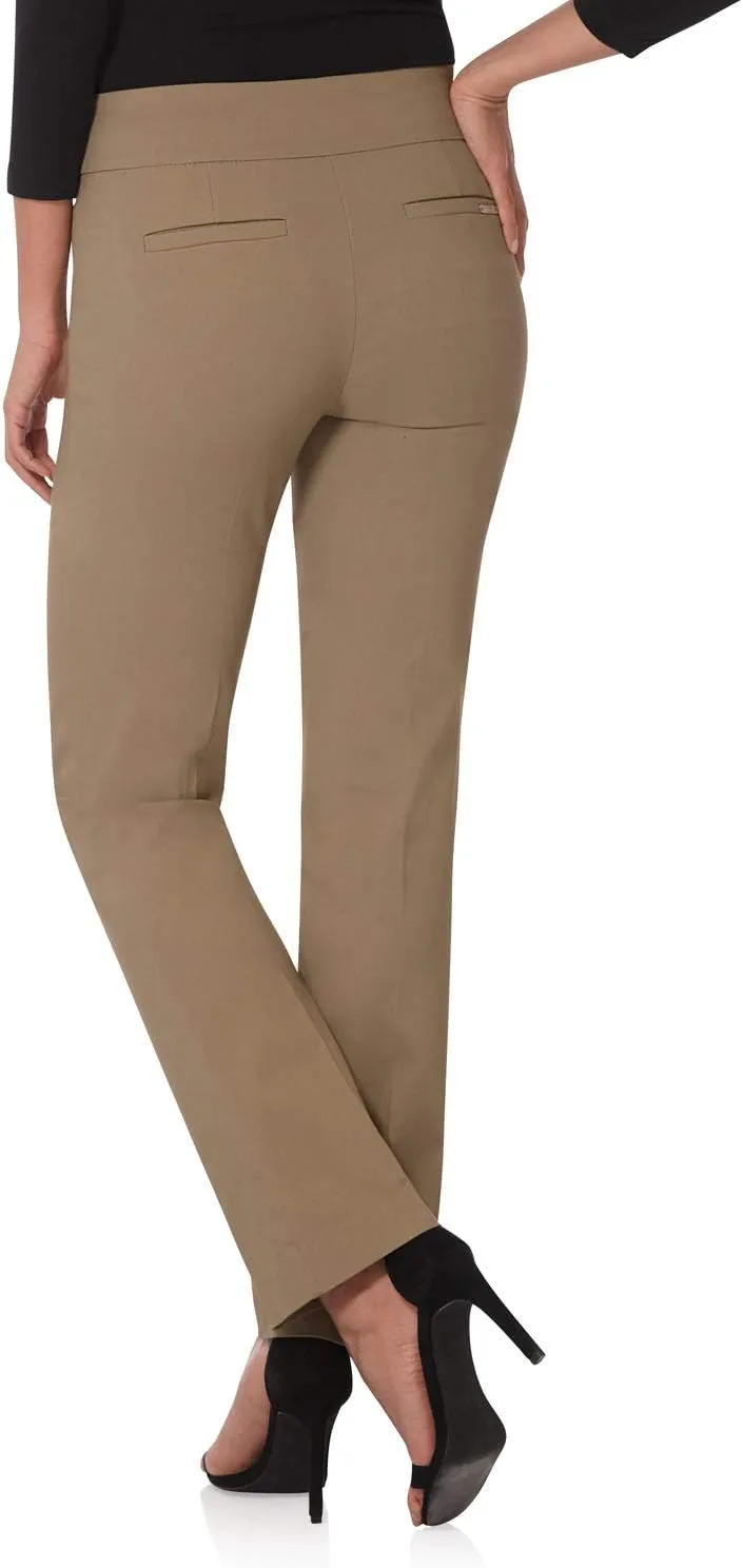 Rekucci Women's Ease Into Comfort Pull-On Straight Pant with Pockets