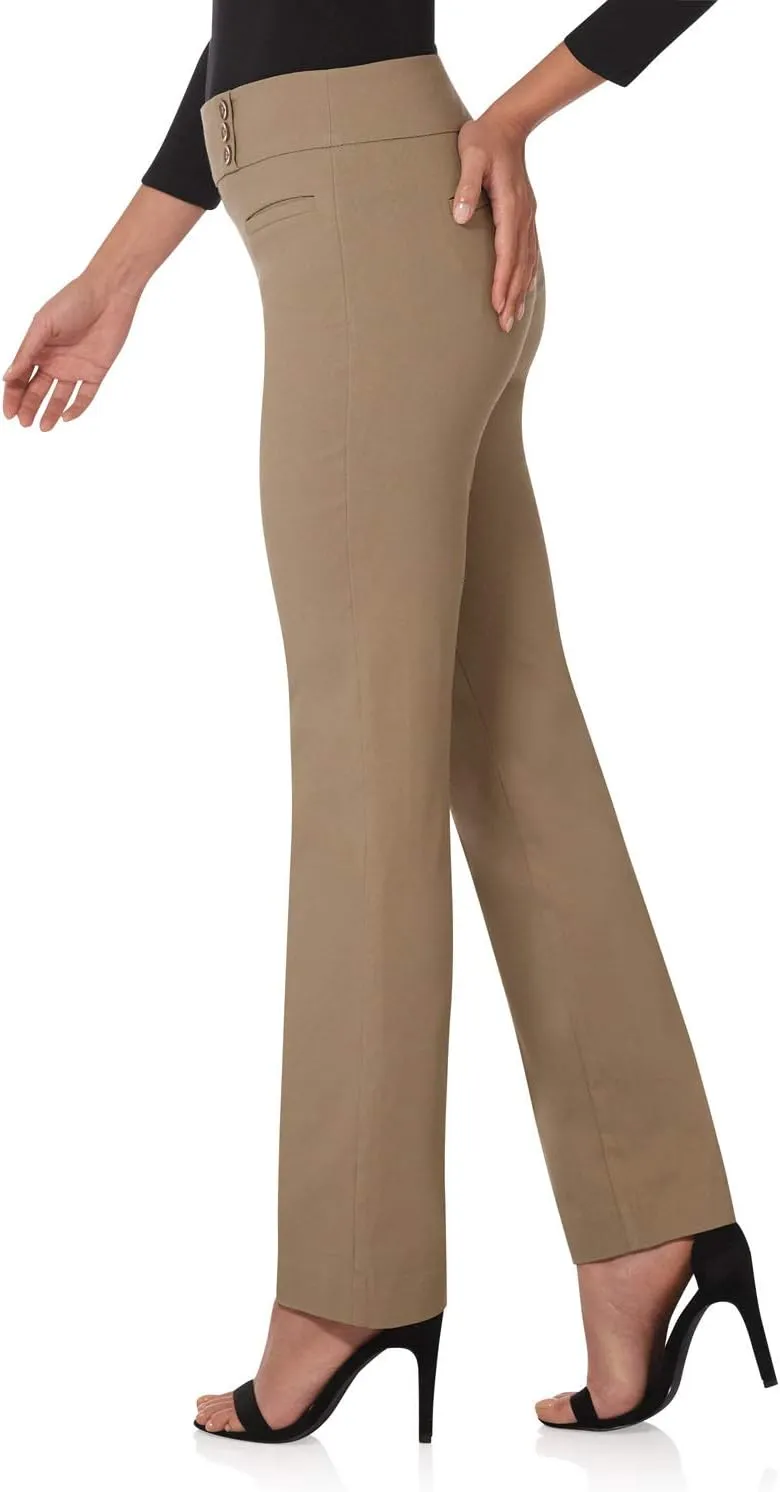 Rekucci Women's Ease Into Comfort Pull-On Straight Pant with Pockets