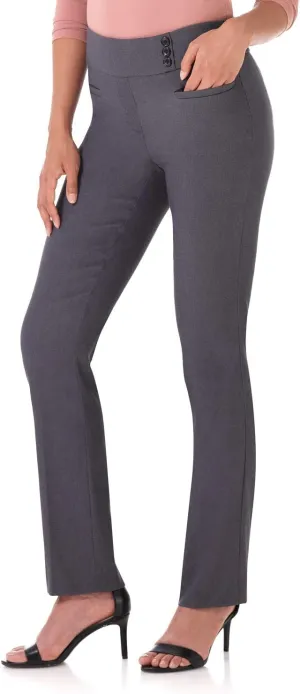 Rekucci Women's Ease Into Comfort Pull-On Straight Pant with Pockets