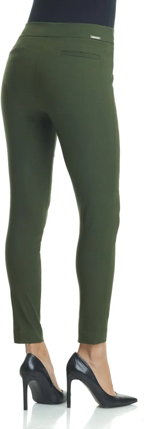 Rekucci Women's Ease into Comfort Slim Ankle Pant with Snaps