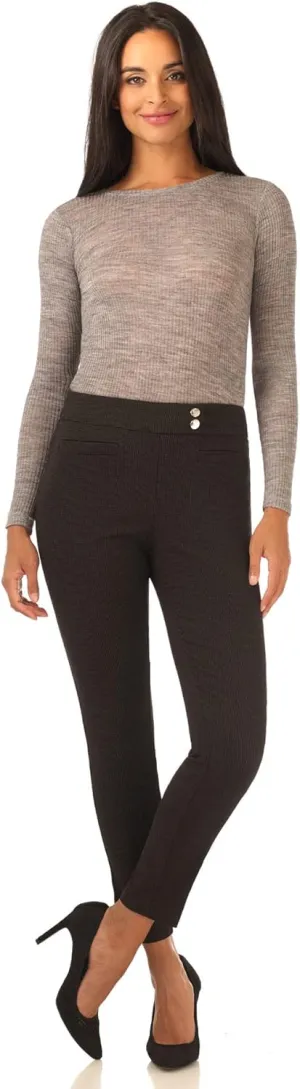 Rekucci Women's Ease into Comfort Slim Ankle Pant with Snaps