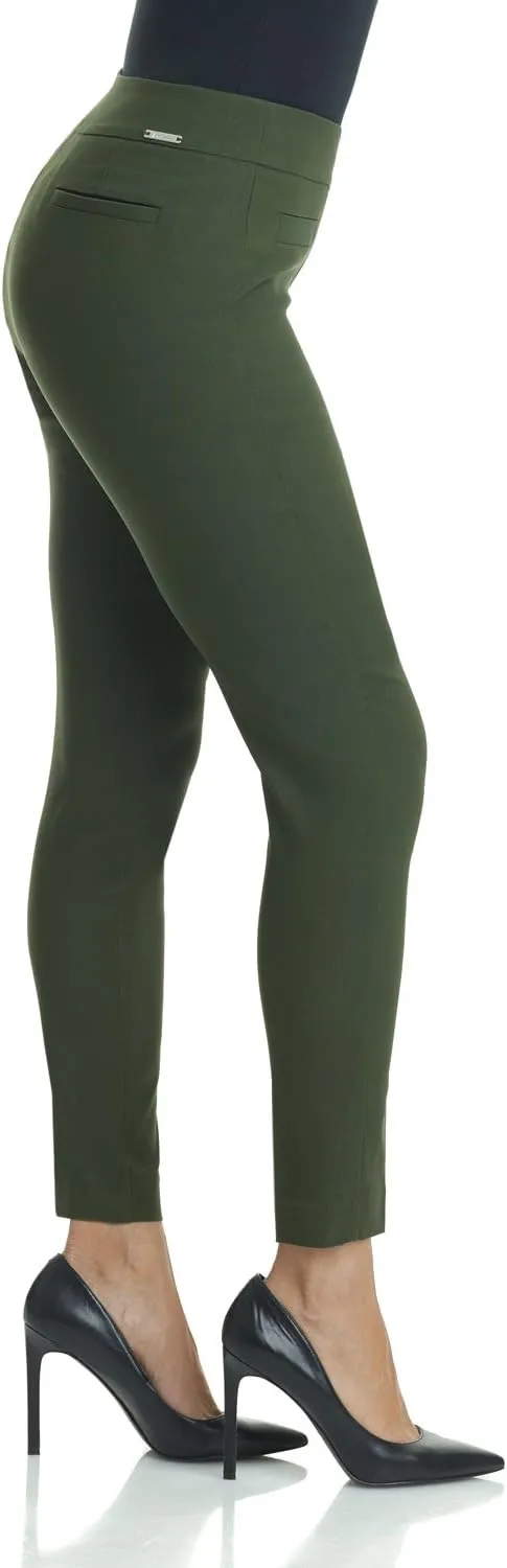 Rekucci Women's Ease into Comfort Slim Ankle Pant with Snaps