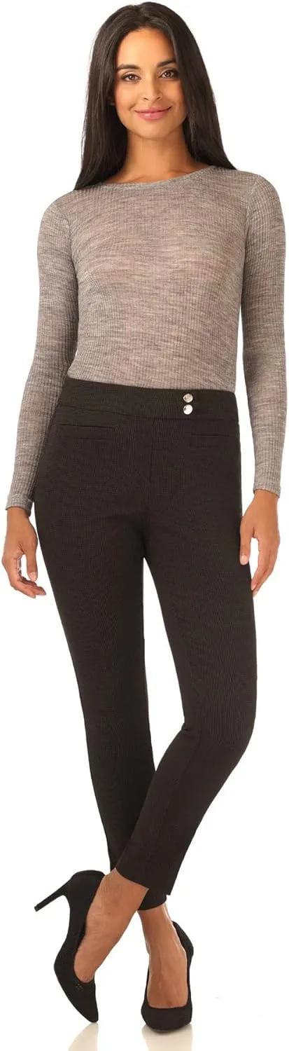 Rekucci Women's Ease into Comfort Slim Ankle Pant with Snaps