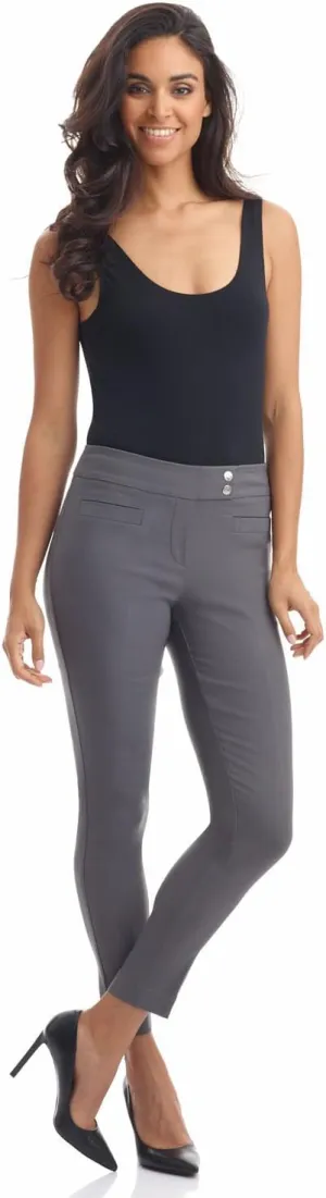 Rekucci Women's Ease into Comfort Slim Ankle Pant with Snaps