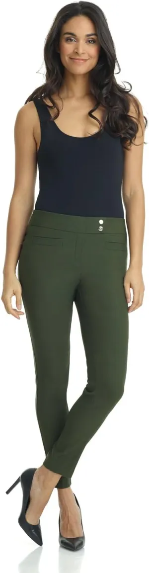 Rekucci Women's Ease into Comfort Slim Ankle Pant with Snaps
