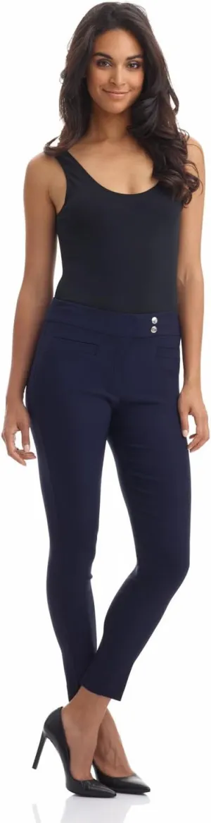 Rekucci Women's Ease into Comfort Slim Ankle Pant with Snaps