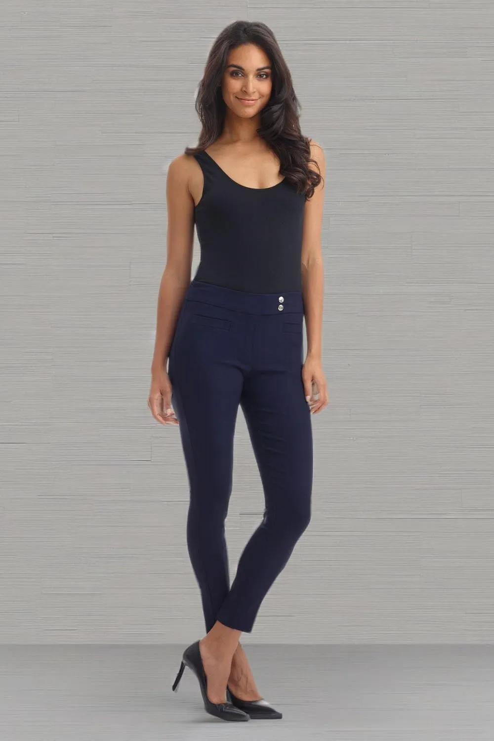 Rekucci Women's Ease into Comfort Slim Ankle Pant with Snaps