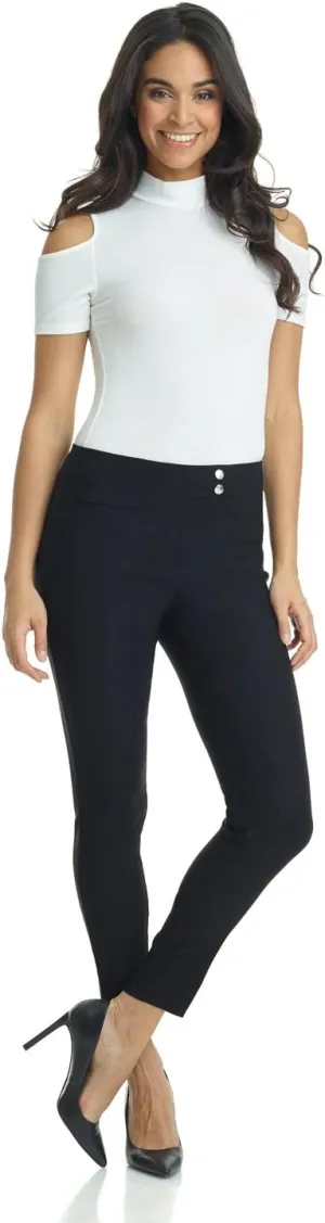 Rekucci Women's Ease into Comfort Slim Ankle Pant with Snaps