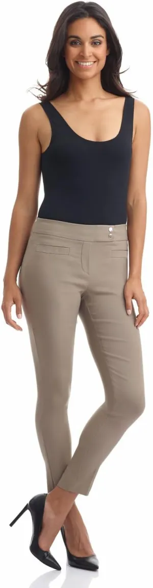 Rekucci Women's Ease into Comfort Slim Ankle Pant with Snaps