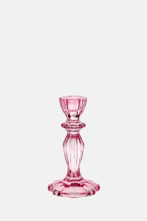 Rose Pink Glass Candlestick