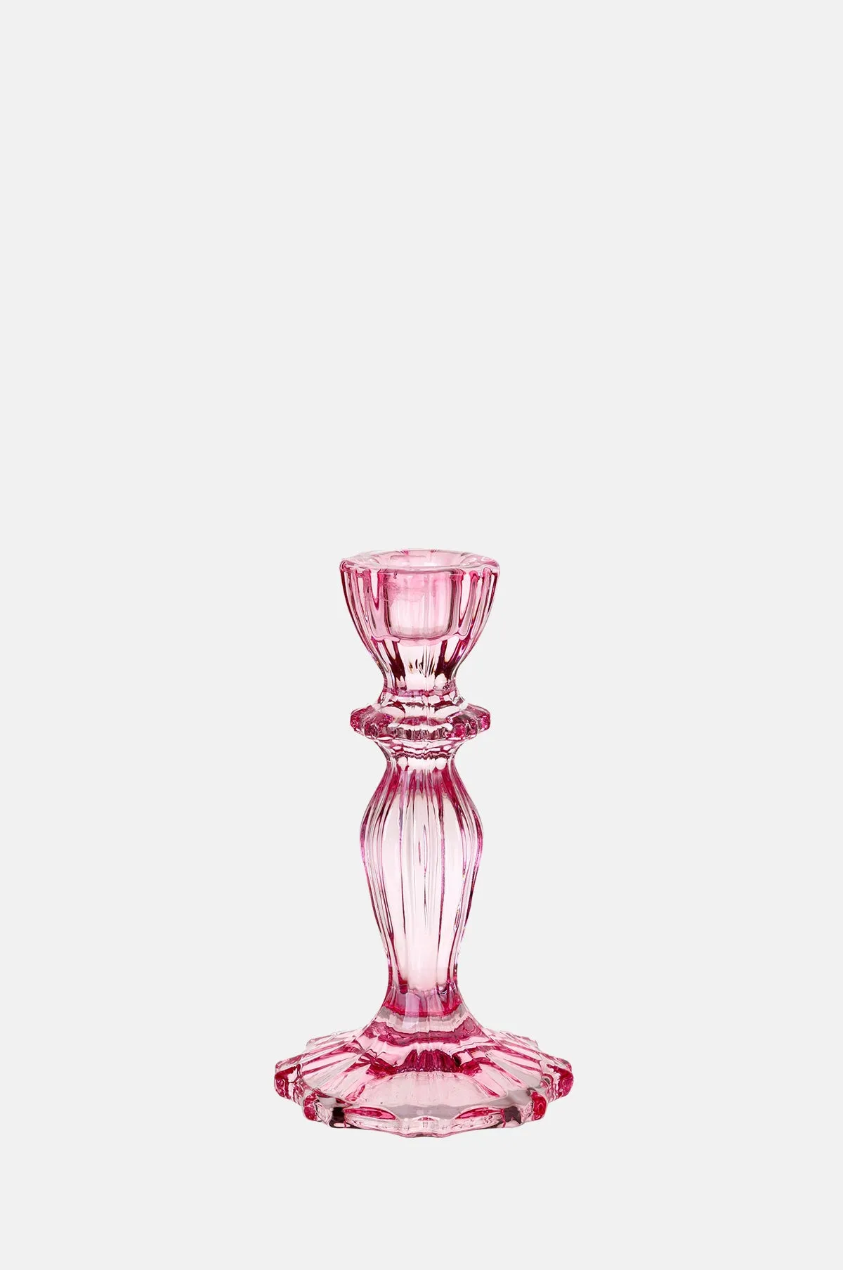 Rose Pink Glass Candlestick