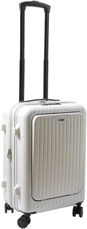 Suitcase Fashionable Zipper Suitcase For Men, 20-inch High-end Multi-function Double-row Spinner Suitcase For Women Suitcase Tags(White)